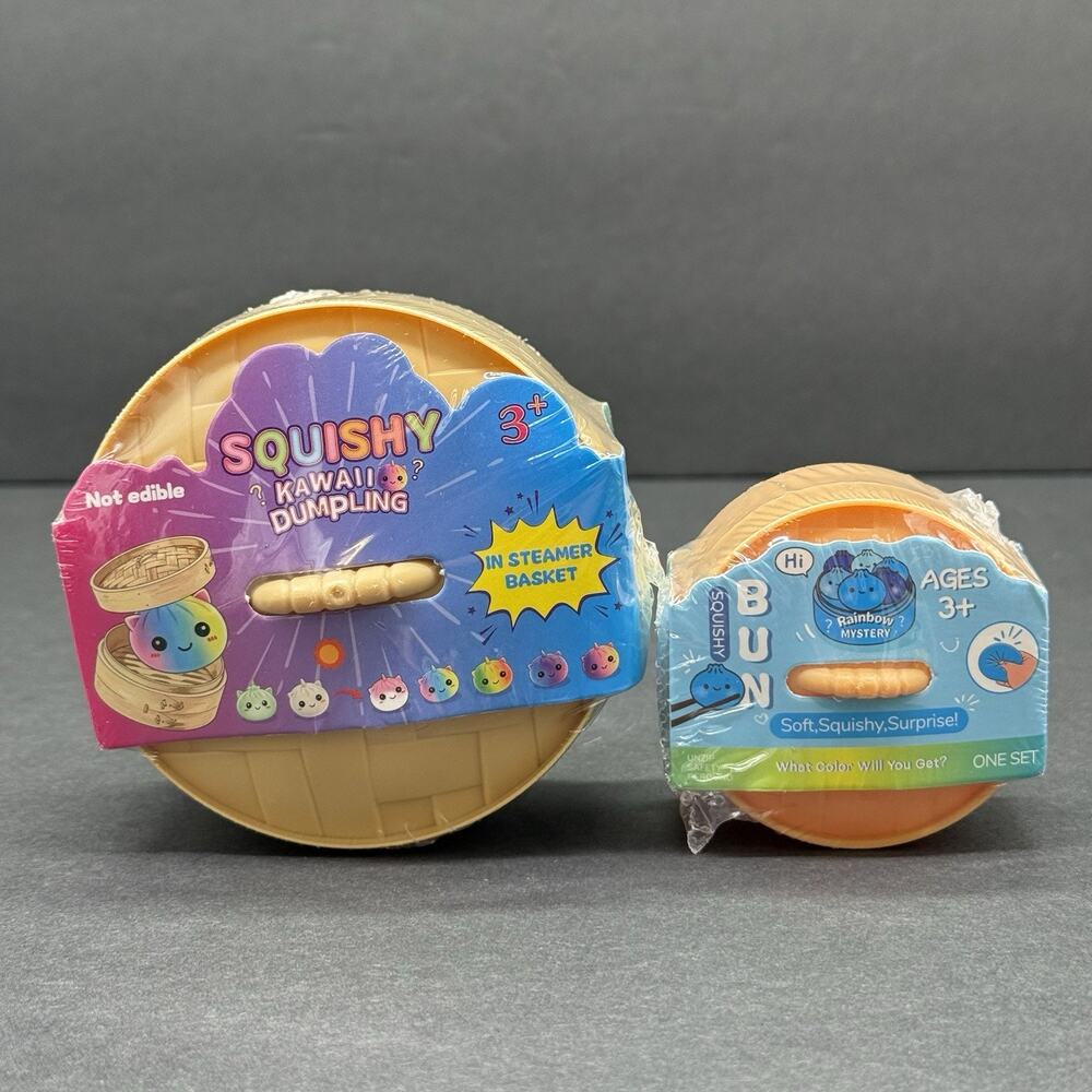 Rainbow Mystery Squishy Bun Dumplings Blind Surprise Lot of 2 - Mini & 3.5"